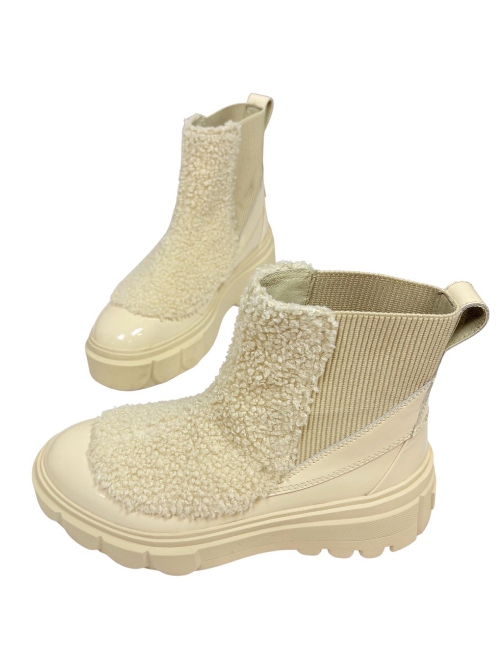 SOREL Caribou X Chelsea Cozy Boot Sz 8 Bleached Ceramic Oatmeal Shearling $200